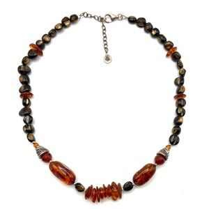 Studio Barse Amber & Tiger’s Eye Sterling Silver Southwestern Style Necklace